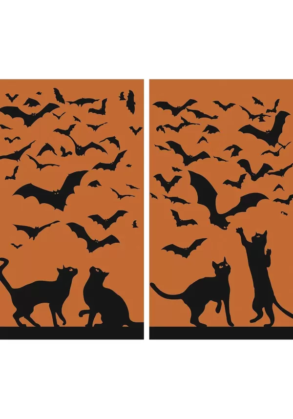 Online Silhouette Cats And Bats Window Poster Decoration Indoor Decorations