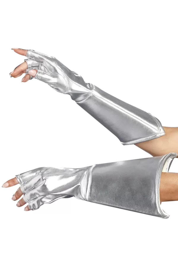 Store Silver Gauntlet Fingerless Gloves Accessories Gloves