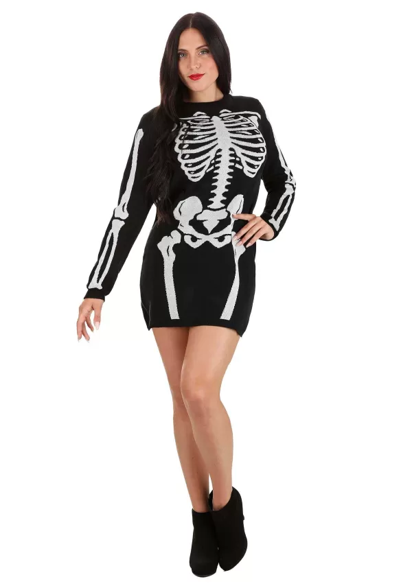 Flash Sale Skeleton Sweater Dress For Women Halloween Clothes
