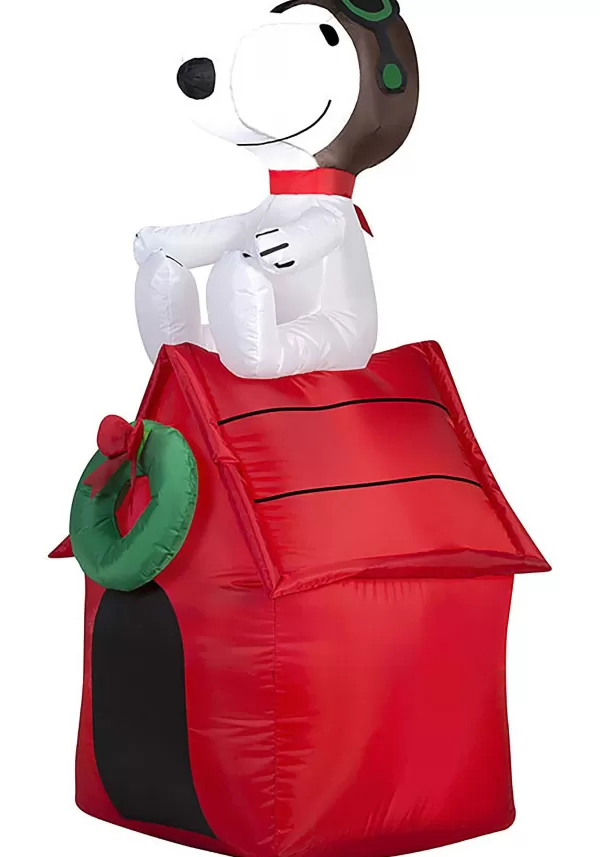 Outlet Snoopy On Doghouse Peanuts Inflatable Christmas Decorations