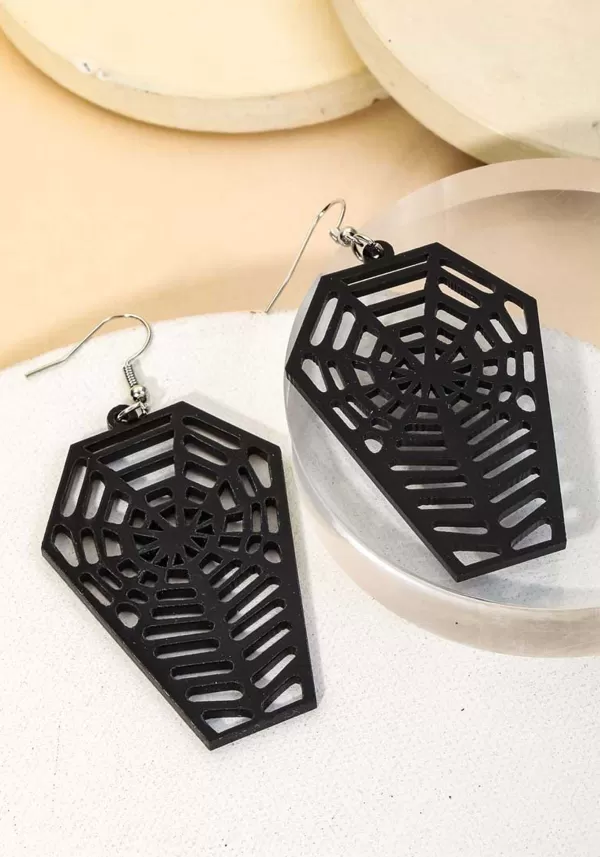 Clearance Spiderweb Coffin Earrings Accessory Costume Jewelry