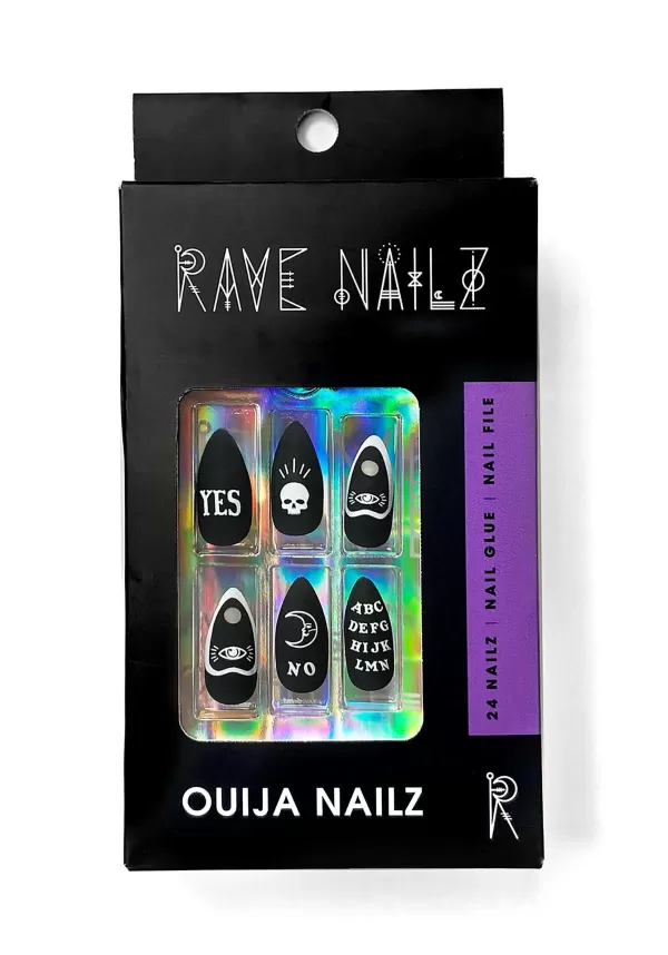 Cheap Spirit Board Press On Black Nails Kit Halloween Clothes