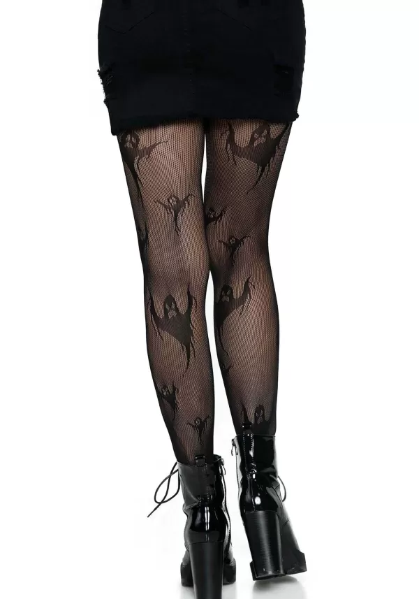 Online Spooky Ghost Net Tights For Women Halloween Clothes