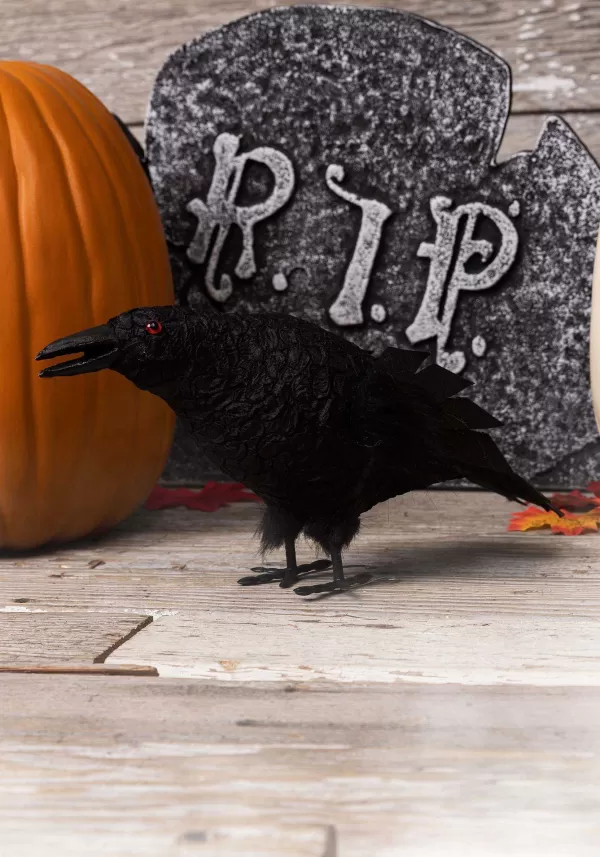Cheap Squawking Standing Black Crow Decoration Animatronics