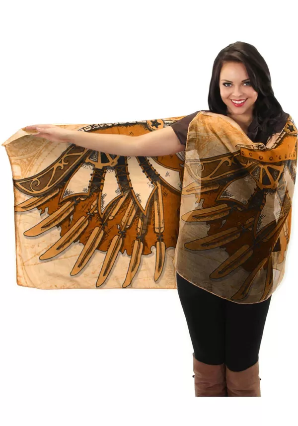 Cheap Steampunk Wings Brown Lightweight Scarf Scarves