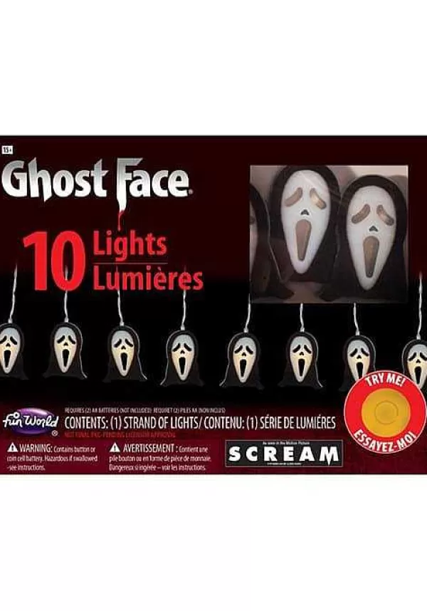 Best String Of 10 Ghost Face Lights Decoration Halloween Lights