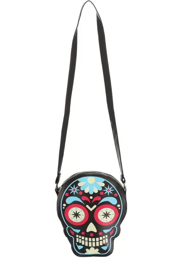 Discount Sugar Skull Print Purse Halloween Clothes