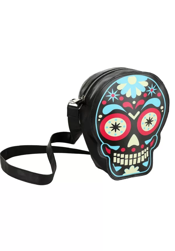 Discount Sugar Skull Print Purse Halloween Clothes