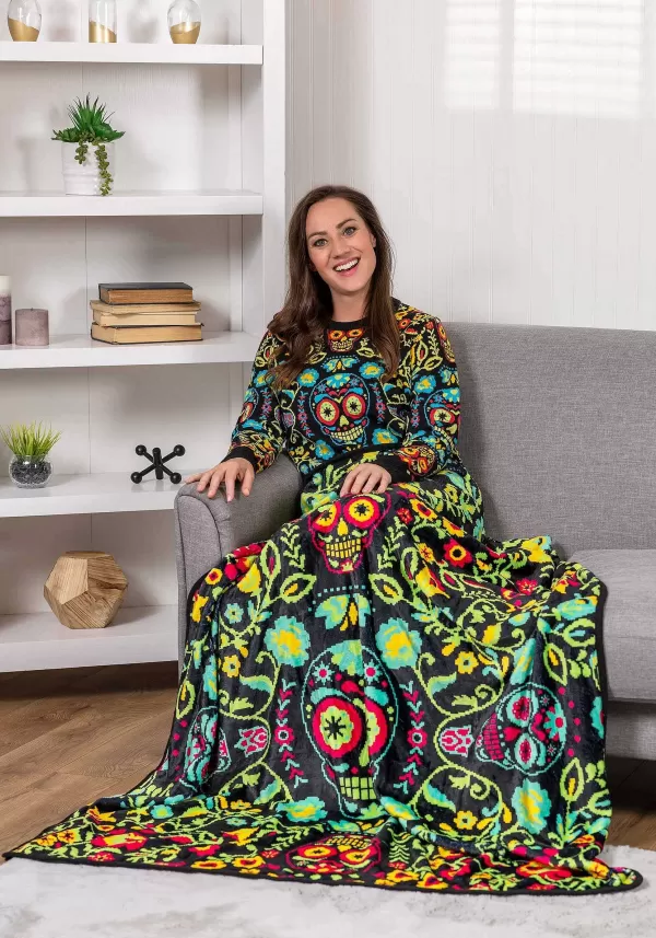 Discount Sugar Skull Throw Blanket Indoor Decorations
