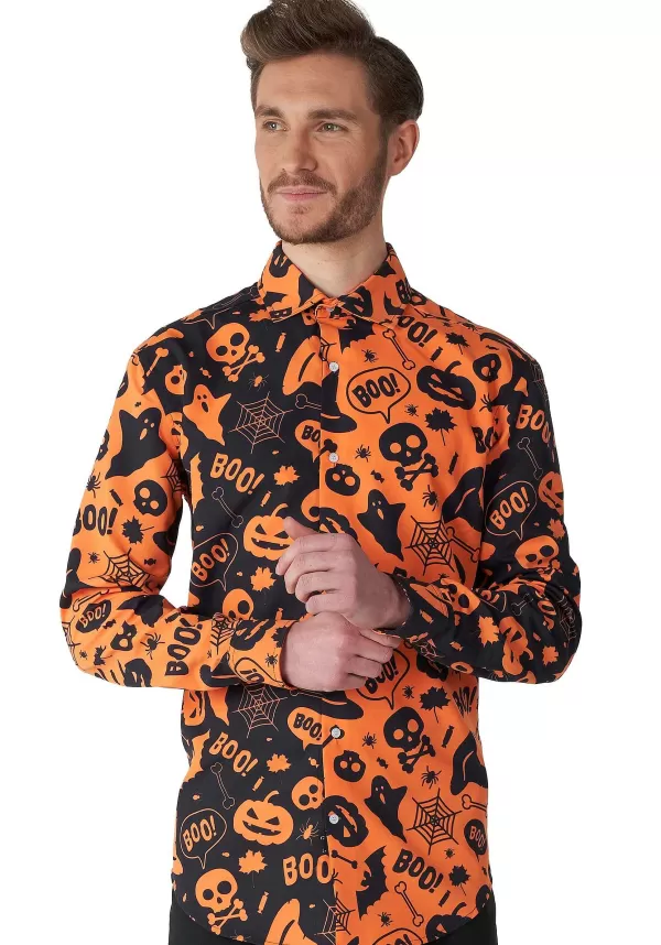 Clearance Button Up Halloween Icon Shirt For Men Halloween Clothes