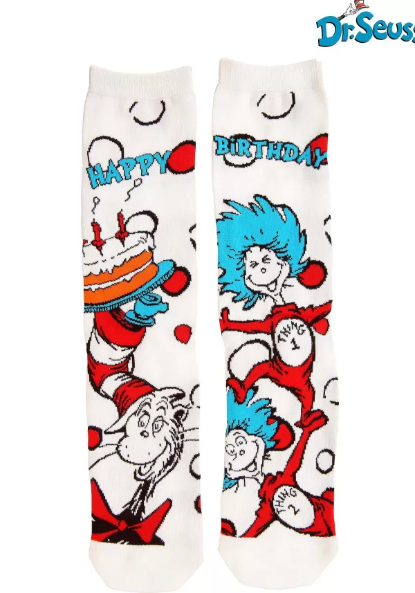 New The Cat In The Hat Birthday Crew Socks For Adults Socks / Slippers
