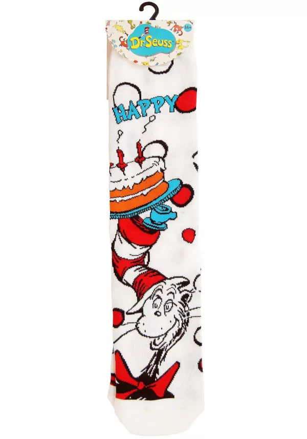 New The Cat In The Hat Birthday Crew Socks For Adults Socks / Slippers