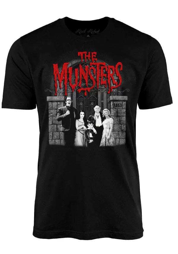 New The Munsters Family Portrait Adult Graphic T-Shirt Halloween Clothes