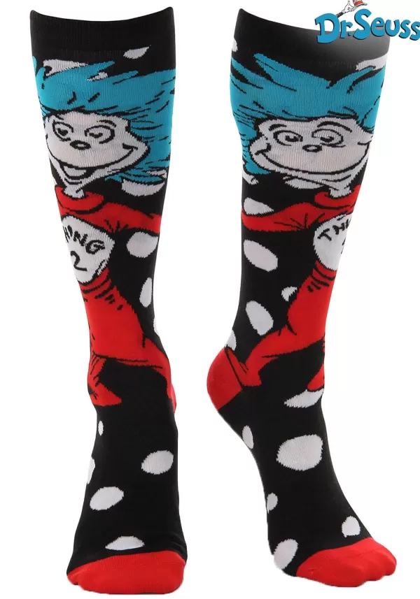 Discount Thing 1 & Thing 2 Knee High Costume Socks Socks / Slippers