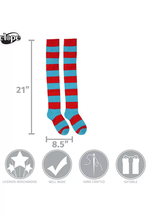 Fashion Thing 1 & Thing 2 Striped Knee High Socks Socks / Slippers