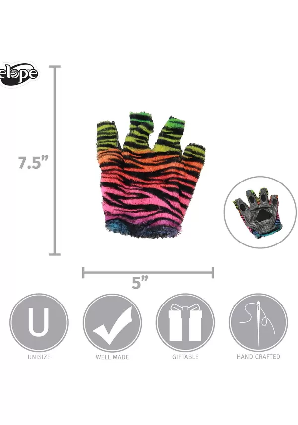 Shop Tiger Neon Rainbow Fingerless Paws Gloves
