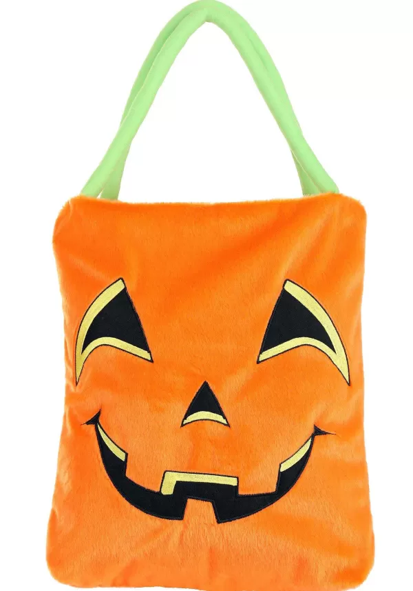 Hot Trick-Or-Treat Fuzzy Pumpkin Bag Trick Or Treat Bags / Pails