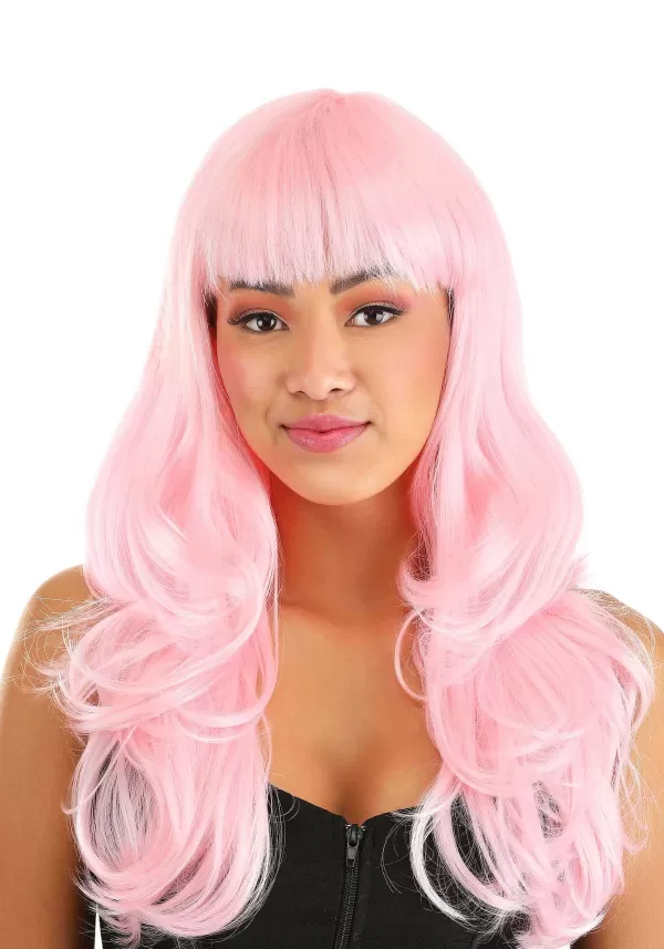 Best Sale Wavy Light Pink Full Wig Wigs
