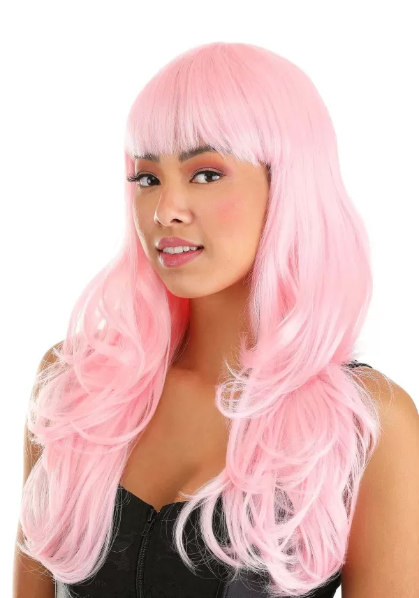 Best Sale Wavy Light Pink Full Wig Wigs