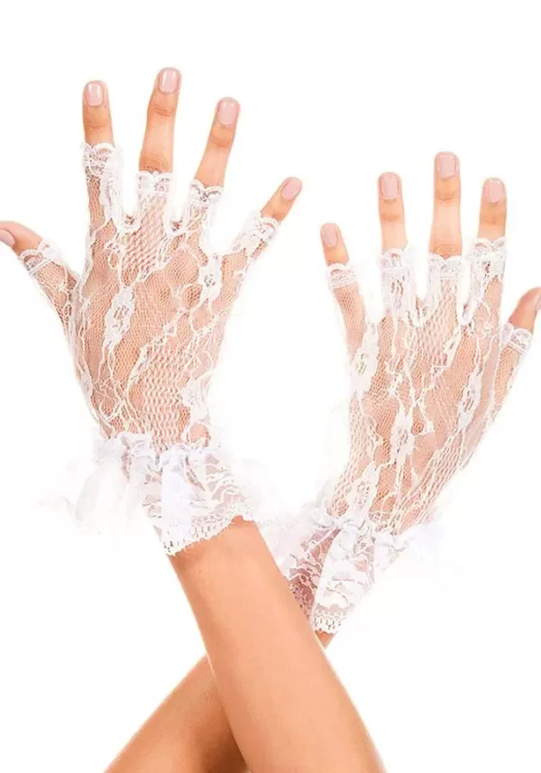 New White Lace Cuff Gloves For Women Gloves