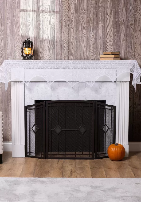 Fashion White Spider Web Mantel Scarf Decoration Indoor Decorations