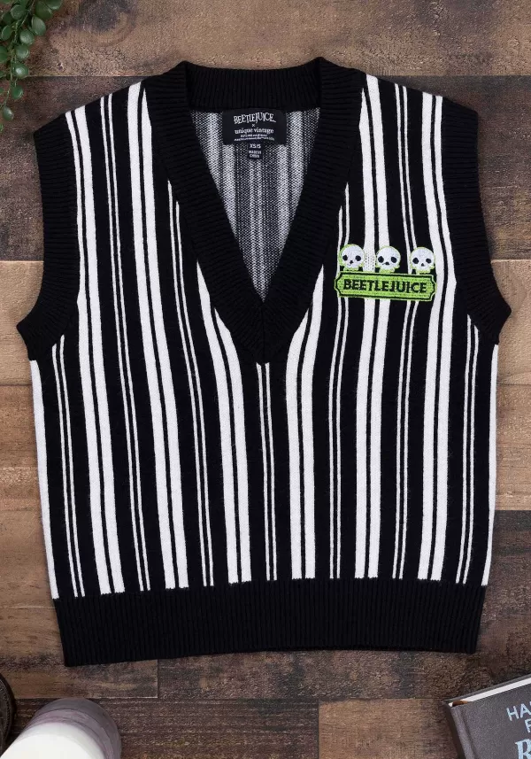 Cheap Women'S Beetlejuice X Cropped Sweater Vest Halloween Clothes