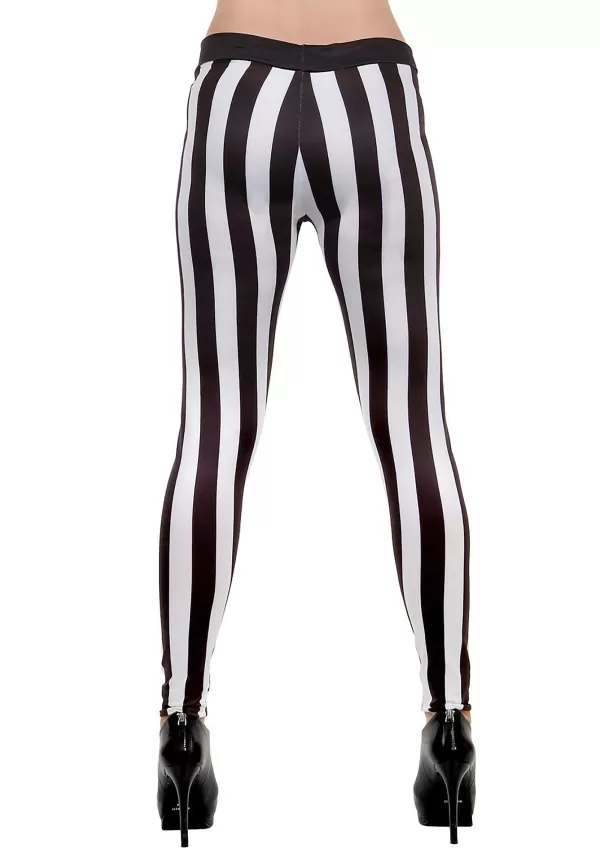 Outlet Women'S Black And White Striped Leggings Halloween Clothes