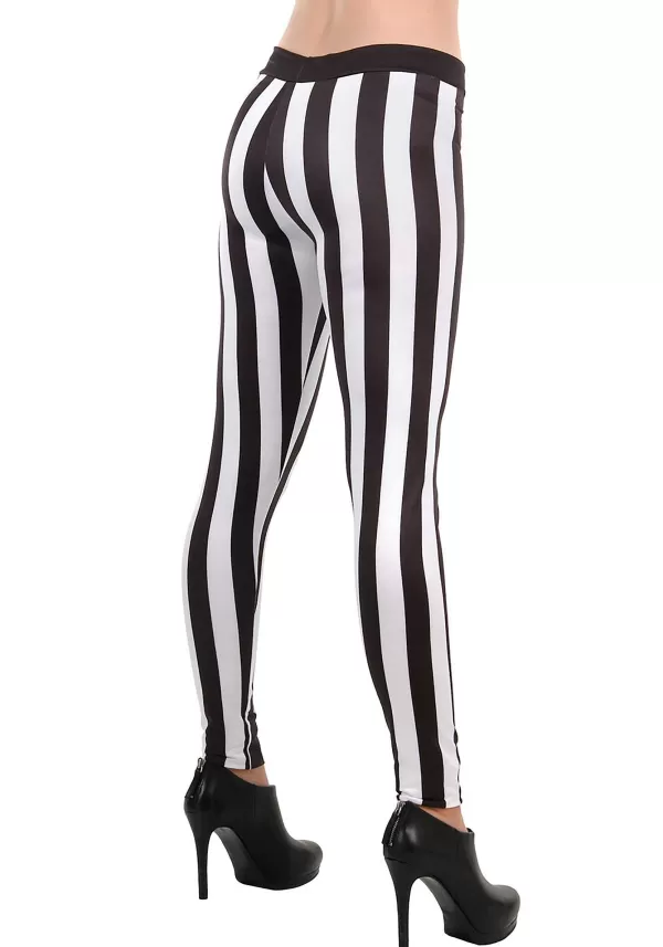 Outlet Women'S Black And White Striped Leggings Halloween Clothes