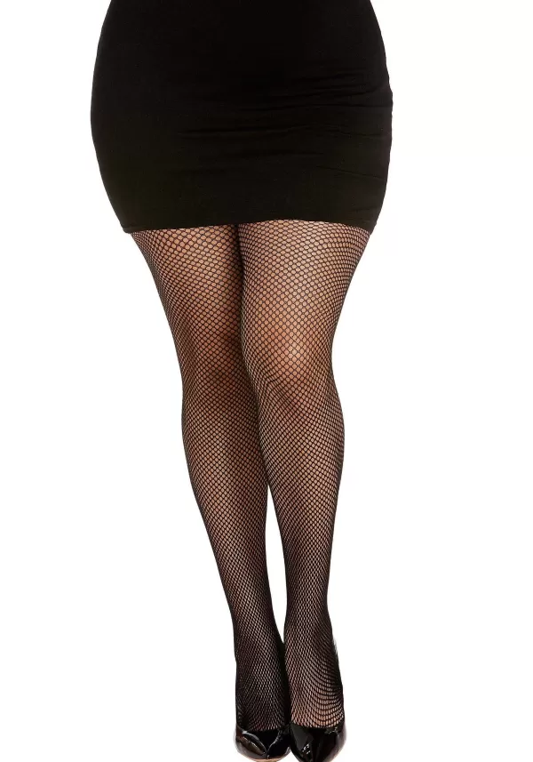 Cheap Women'S Black Fishnet Plus Size Pantyhose With Back Seam Fishnet Stockings
