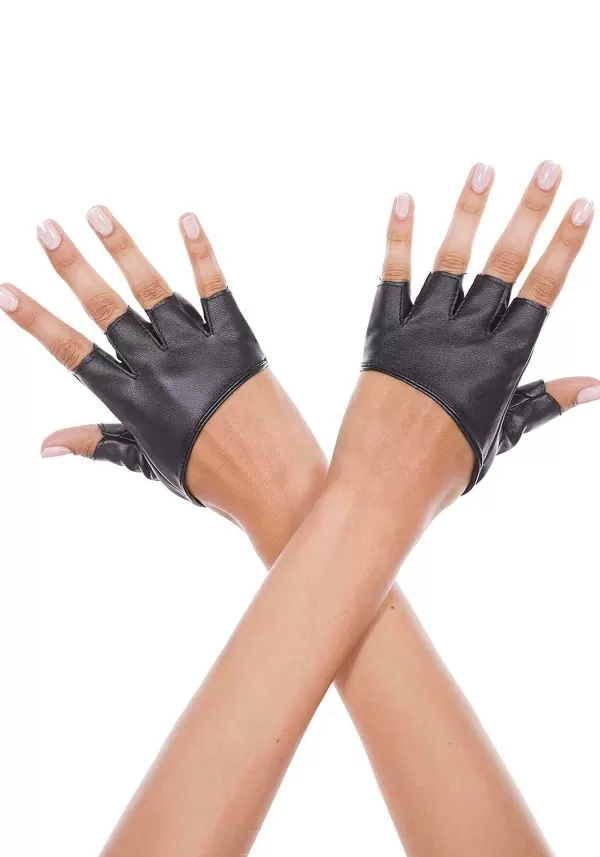 New Women'S Short Faux Leather Fingerless Costume Gloves Gloves