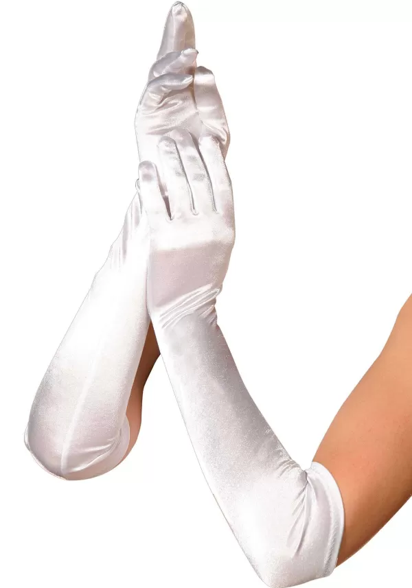 Clearance Women'S White Elbow Length Luna Gloves Gloves