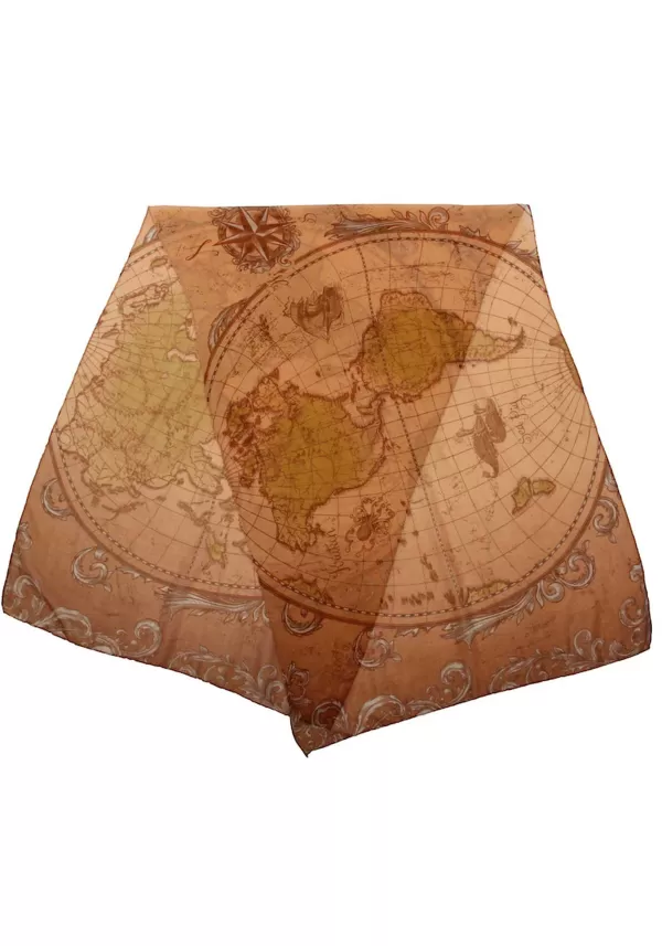 Discount Ye Olde World Map Lightweight Brown Scarf Scarves